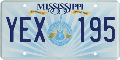 MS license plate YEX195