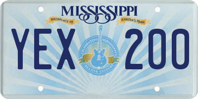 MS license plate YEX200
