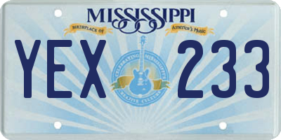MS license plate YEX233