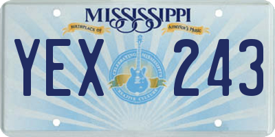 MS license plate YEX243