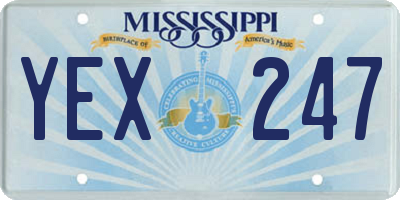 MS license plate YEX247