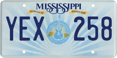 MS license plate YEX258