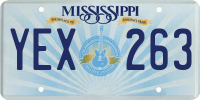 MS license plate YEX263