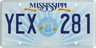 MS license plate YEX281