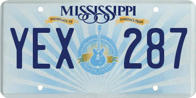 MS license plate YEX287