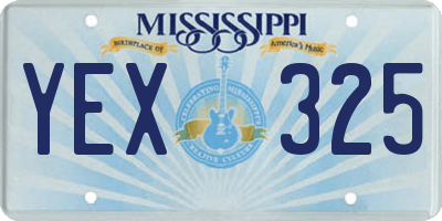 MS license plate YEX325