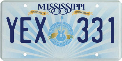 MS license plate YEX331