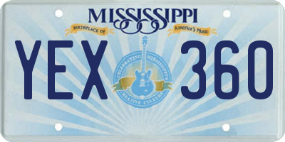 MS license plate YEX360