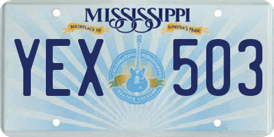 MS license plate YEX503