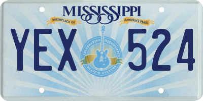 MS license plate YEX524