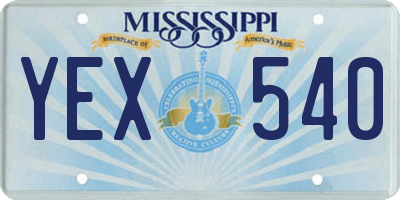 MS license plate YEX540