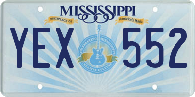 MS license plate YEX552