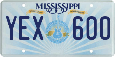 MS license plate YEX600