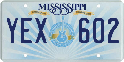 MS license plate YEX602