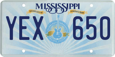 MS license plate YEX650