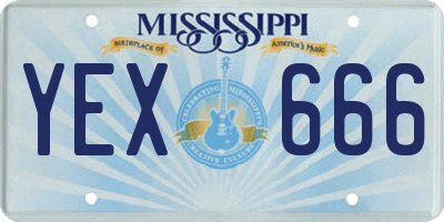 MS license plate YEX666
