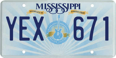 MS license plate YEX671