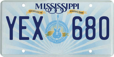 MS license plate YEX680