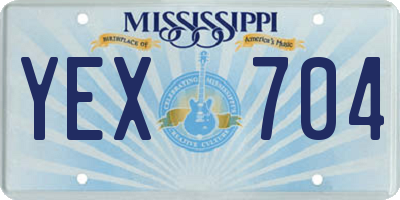 MS license plate YEX704