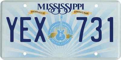 MS license plate YEX731