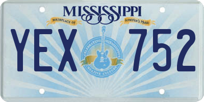 MS license plate YEX752