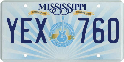 MS license plate YEX760