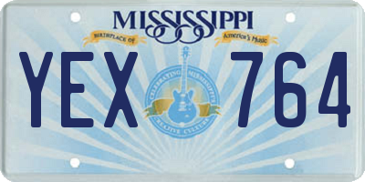 MS license plate YEX764