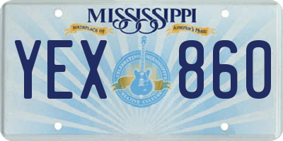 MS license plate YEX860