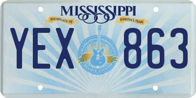 MS license plate YEX863