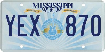 MS license plate YEX870