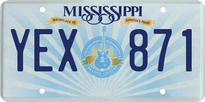 MS license plate YEX871