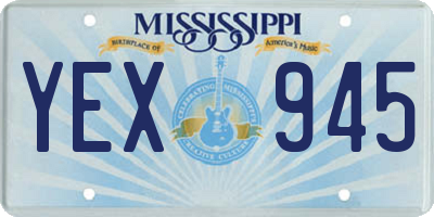 MS license plate YEX945