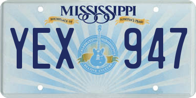 MS license plate YEX947