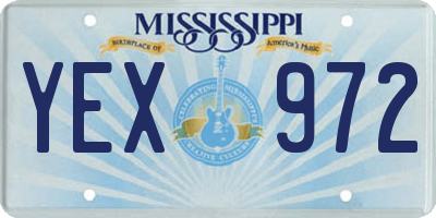 MS license plate YEX972
