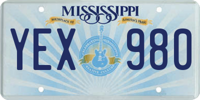 MS license plate YEX980