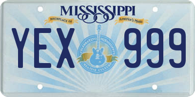 MS license plate YEX999