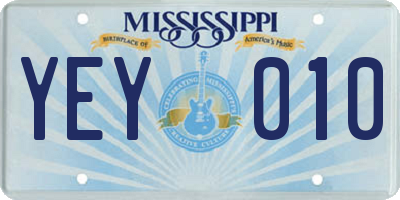 MS license plate YEY010