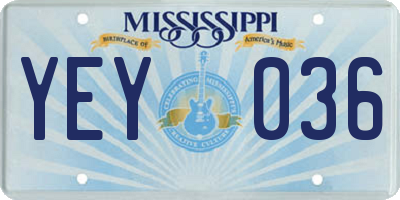 MS license plate YEY036