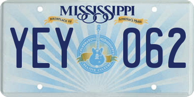 MS license plate YEY062