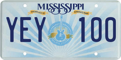 MS license plate YEY100