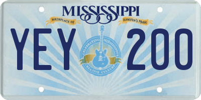 MS license plate YEY200