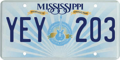 MS license plate YEY203