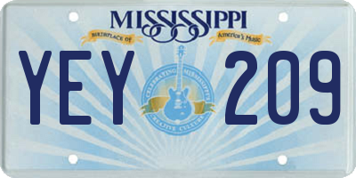 MS license plate YEY209