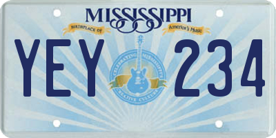 MS license plate YEY234