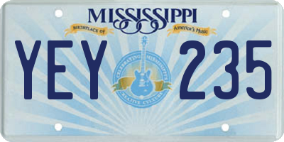 MS license plate YEY235