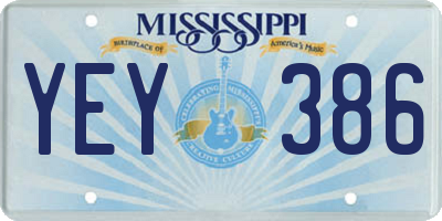 MS license plate YEY386