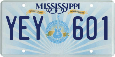 MS license plate YEY601