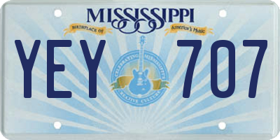 MS license plate YEY707