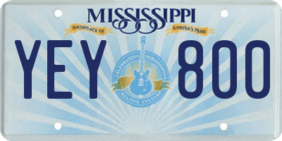 MS license plate YEY800