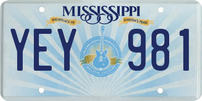 MS license plate YEY981